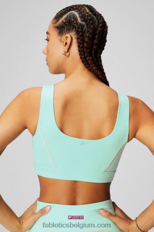 mistige baai / perzikkus vrouwen medium impact sportbeha met biezen Fabletics LH20J1817