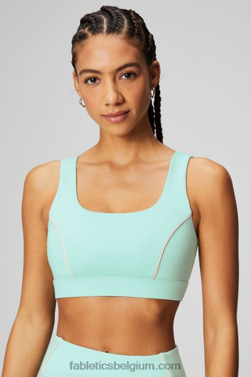 mistige baai / perzikkus vrouwen medium impact sportbeha met biezen Fabletics LH20J1817