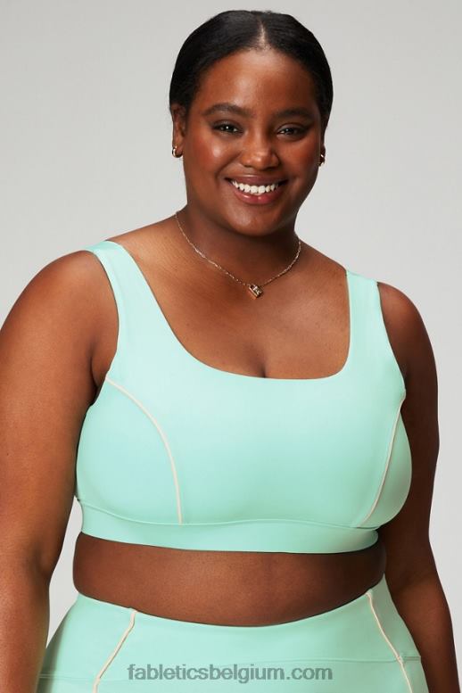 mistige baai / perzikkus vrouwen medium impact sportbeha met biezen Fabletics LH20J1818