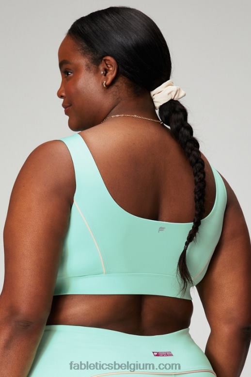 mistige baai / perzikkus vrouwen medium impact sportbeha met biezen Fabletics LH20J1818