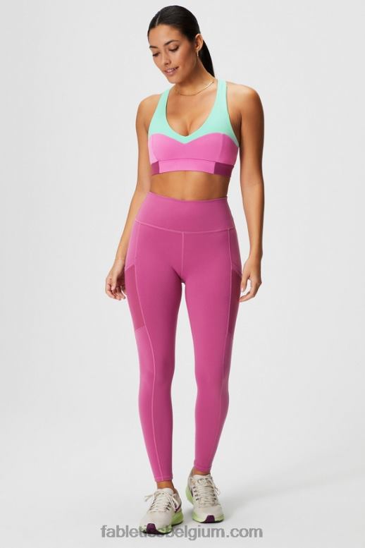 mistige baai / roze pop / roze wangen vrouwen midi medium impact sportbeha voor onderweg 127 Fabletics LH20J1824