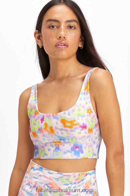 nieuwe golf bloemen/spruit vrouwen Harlyn omkeerbare midi medium impact sportbeha Fabletics LH20J1850