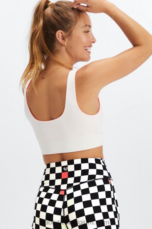 oranje vlam/zijde vrouwen Harlyn midi medium impact sportbeha Fabletics LH20J1854