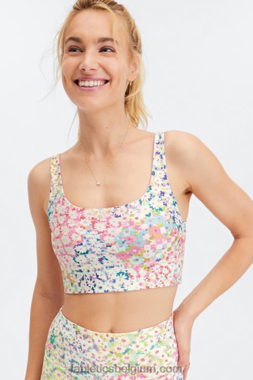 patchwork margriet/marmer roze vrouwen Harlyn omkeerbare midi medium impact sportbeha Fabletics LH20J1852