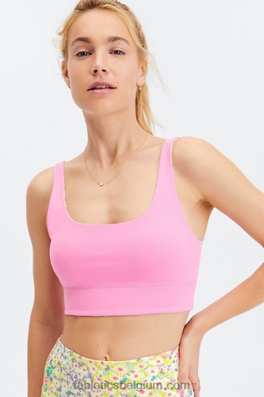 patchwork margriet/marmer roze vrouwen Harlyn omkeerbare midi medium impact sportbeha Fabletics LH20J1852
