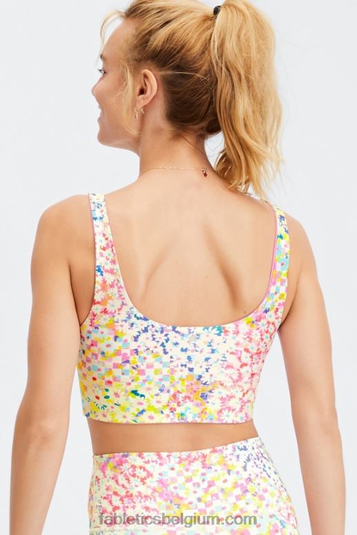 patchwork margriet/marmer roze vrouwen Harlyn omkeerbare midi medium impact sportbeha Fabletics LH20J1852