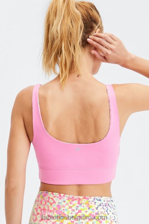 patchwork margriet/marmer roze vrouwen Harlyn omkeerbare midi medium impact sportbeha Fabletics LH20J1852