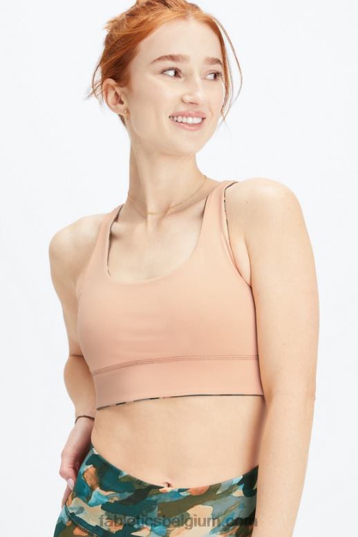 penseel camo/roze tint vrouwen Harlyn omkeerbare midi medium impact sportbeha Fabletics LH20J1855