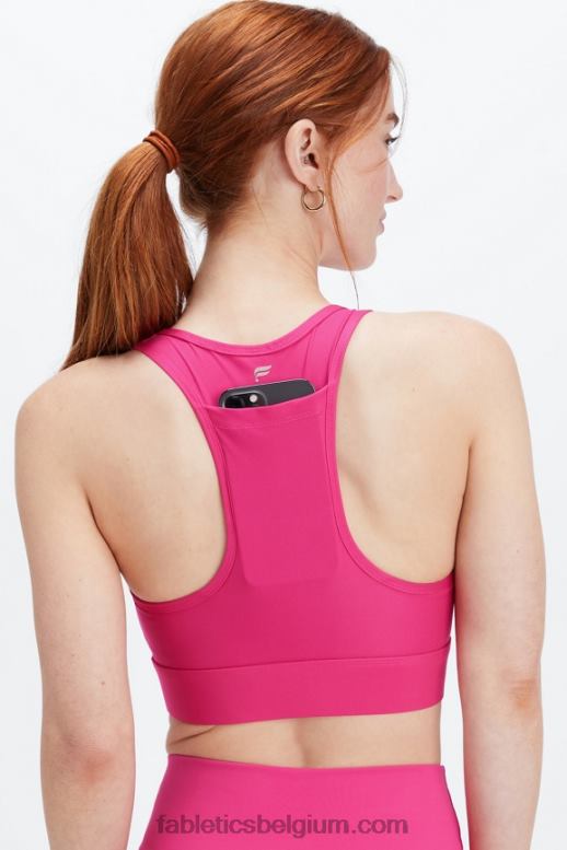 pluche roze vrouwen medium impact sportbeha voor onderweg 114 Fabletics LH20J1751