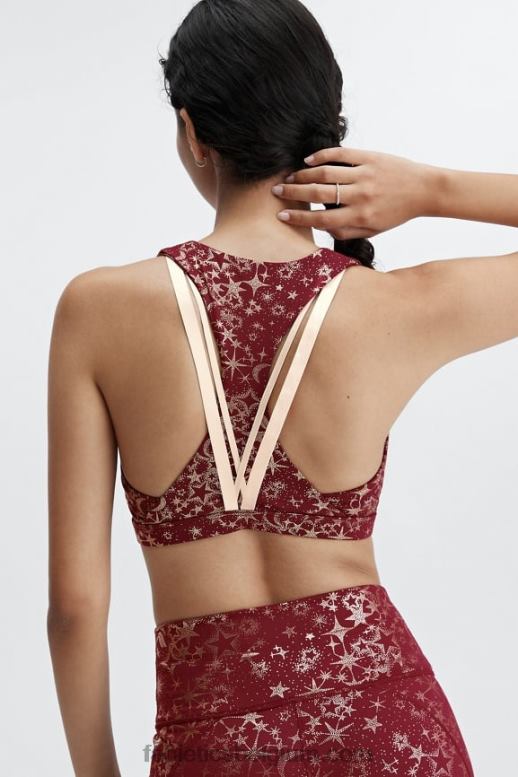 portwijn stardust/goud vrouwen boost medium impact sportbeha 121 Fabletics LH20J1787