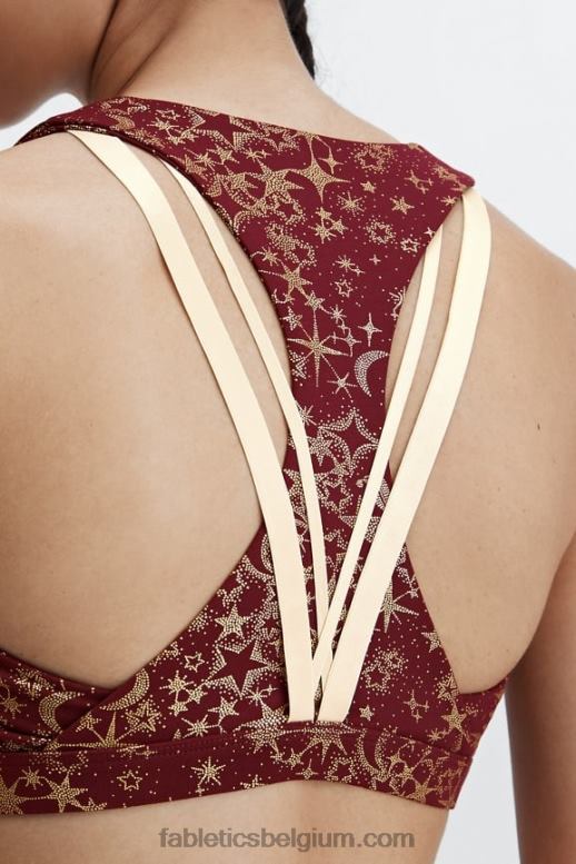 portwijn stardust/goud vrouwen boost medium impact sportbeha 121 Fabletics LH20J1787