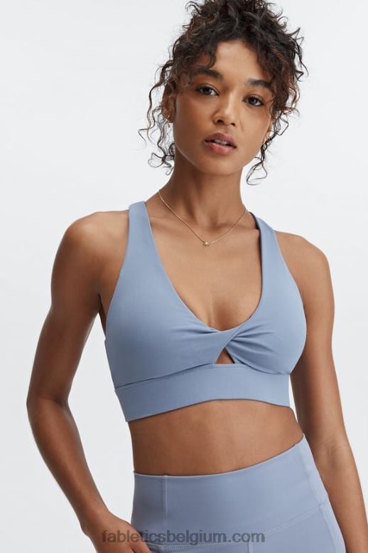 vervaagde denim vrouwen oasis twist sportbeha 110 Fabletics LH20J1726