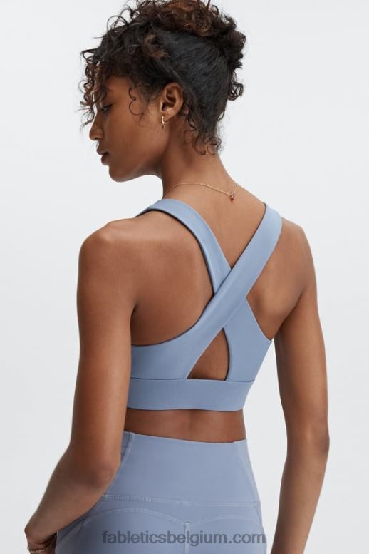 vervaagde denim vrouwen oasis twist sportbeha 110 Fabletics LH20J1726