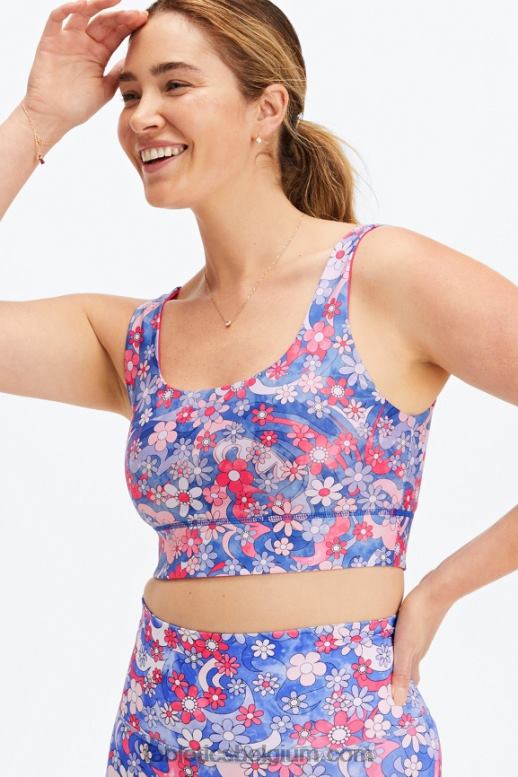 vrijheid bloemen/teaberry vrouwen Harlyn omkeerbare midi medium impact sportbeha Fabletics LH20J1853
