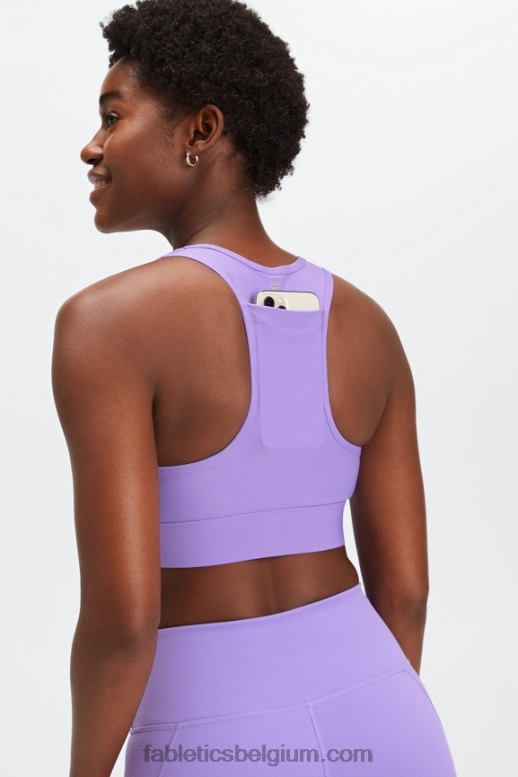 wilde blauweregen vrouwen medium impact sportbeha voor onderweg 115 Fabletics LH20J1759