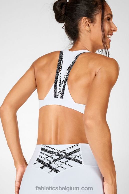 wit/microstip/gevlekt vrouwen boost medium impact sportbeha 121 Fabletics LH20J1788