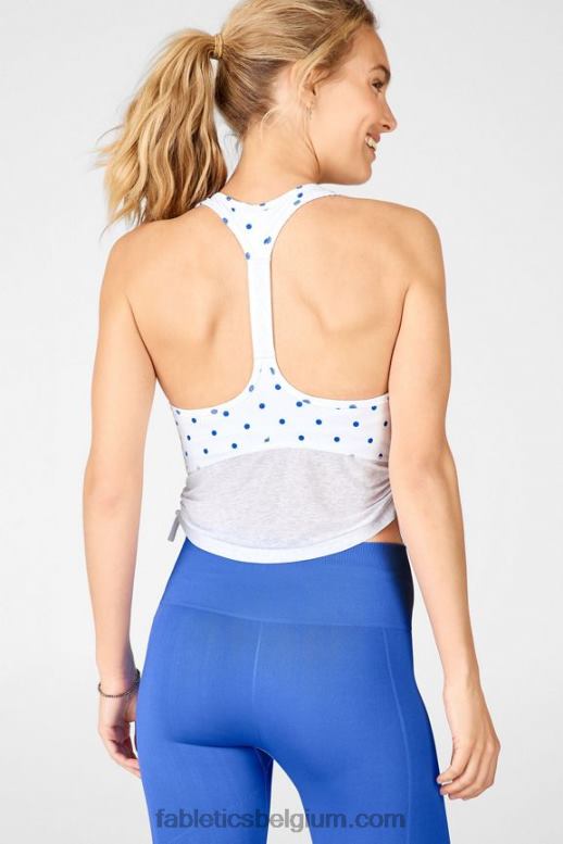 witte baja-logostip vrouwen Ryan midi-sportbeha met logo Fabletics LH20J1926
