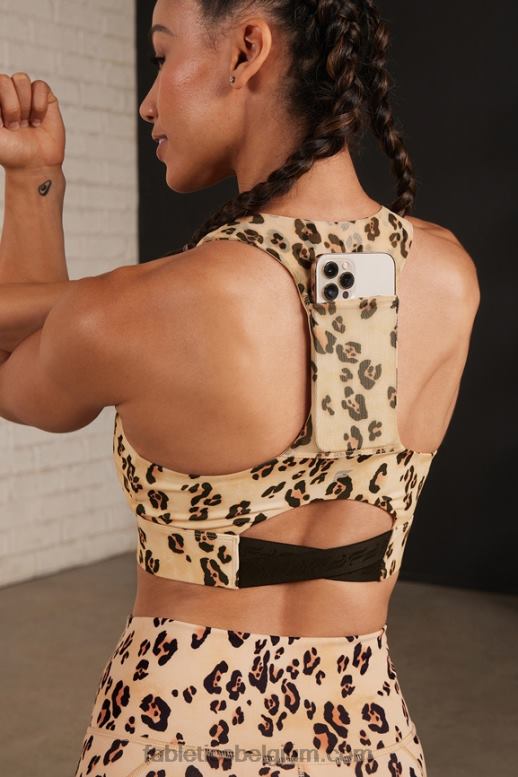 woestijn luipaard vrouwen midi medium impact sportbeha voor onderweg 128 Fabletics LH20J1828