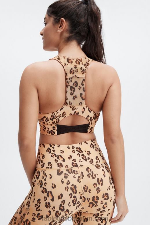 woestijn luipaard vrouwen midi medium impact sportbeha voor onderweg 128 Fabletics LH20J1828