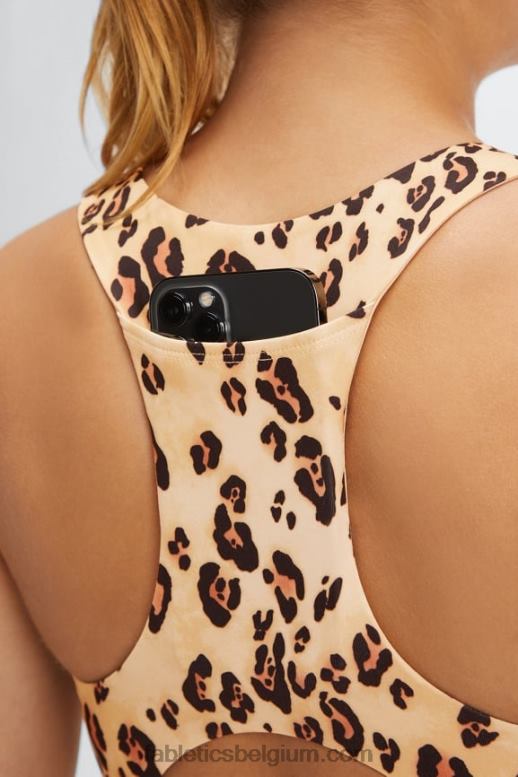 woestijn luipaard vrouwen midi medium impact sportbeha voor onderweg 129 Fabletics LH20J1832