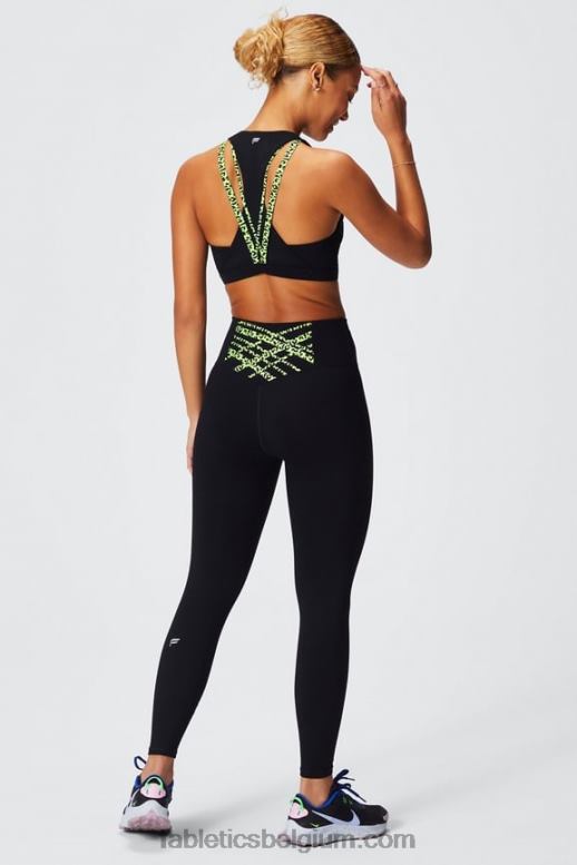 zwart/highlighter golvende cheetah vrouwen boost medium impact sportbeha 119 Fabletics LH20J1780