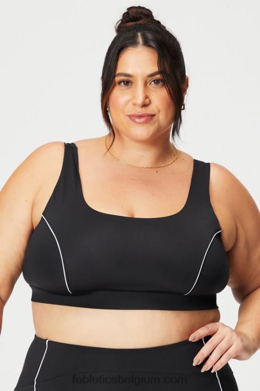 zwart/klassiek wit vrouwen medium impact sportbeha met biezen Fabletics LH20J1845