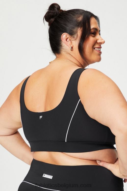 zwart/klassiek wit vrouwen medium impact sportbeha met biezen Fabletics LH20J1845