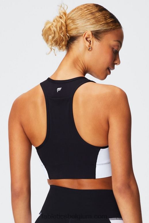 zwart/klassiek wit vrouwen medium impact sportbeha voor onderweg 113 Fabletics LH20J1744