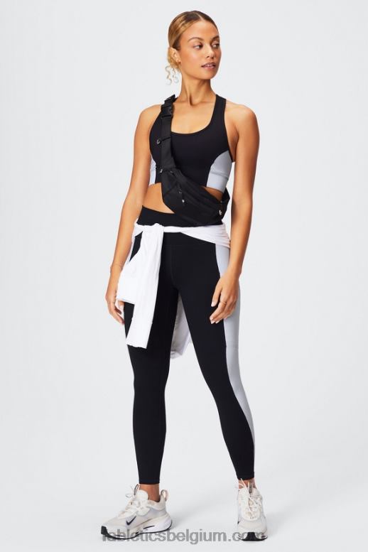 zwart/klassiek wit vrouwen medium impact sportbeha voor onderweg 113 Fabletics LH20J1744