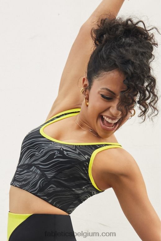 zwart klein gemarmerd/geschil vrouwen prue medium impact sportbeha Fabletics LH20J1940
