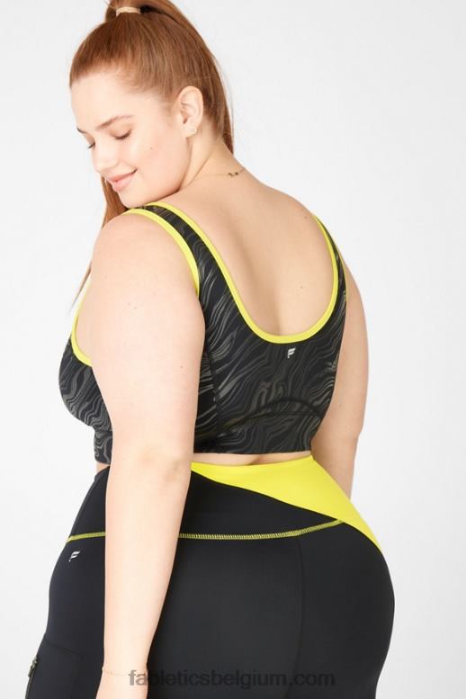 zwart klein gemarmerd/geschil vrouwen prue medium impact sportbeha Fabletics LH20J1940