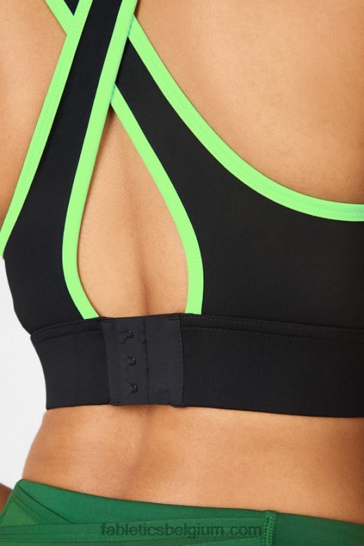 zwart/limoen twist vrouwen blare kruisrug medium impact sportbeha Fabletics LH20J1884