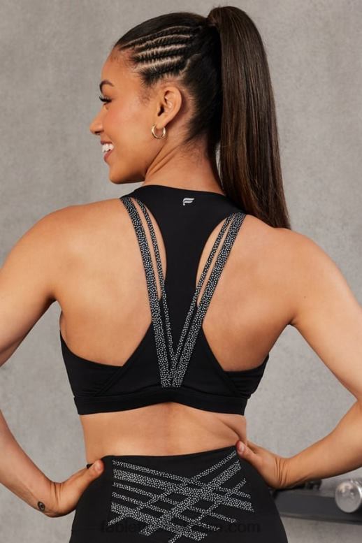 zwart/microstip vrouwen boost medium impact sportbeha 119 Fabletics LH20J1776