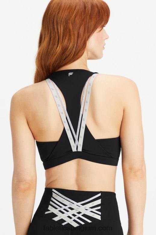 zwart/reflecterend zilver vrouwen boost medium impact sportbeha 120 Fabletics LH20J1781