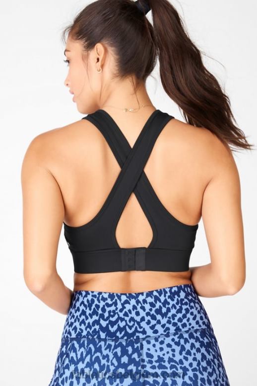 zwart vrouwen blare kruisrug medium impact sportbeha Fabletics LH20J1887