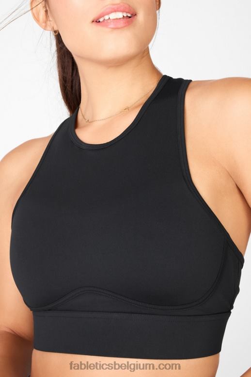zwart vrouwen blare kruisrug medium impact sportbeha Fabletics LH20J1887