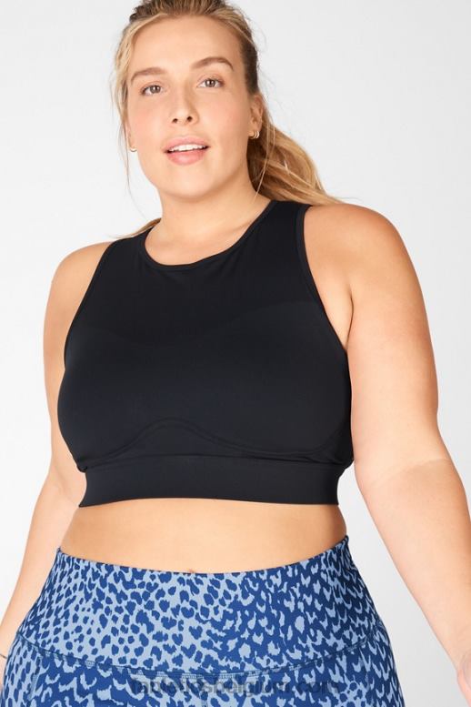 zwart vrouwen blare kruisrug medium impact sportbeha Fabletics LH20J1888