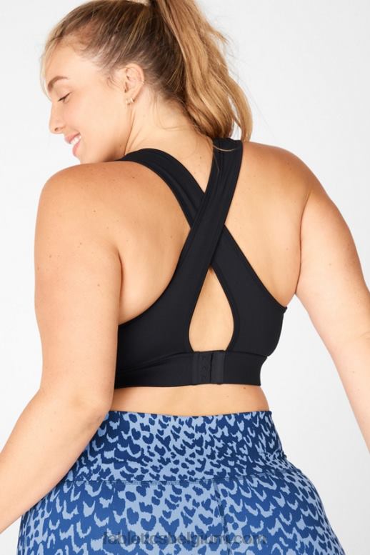 zwart vrouwen blare kruisrug medium impact sportbeha Fabletics LH20J1888
