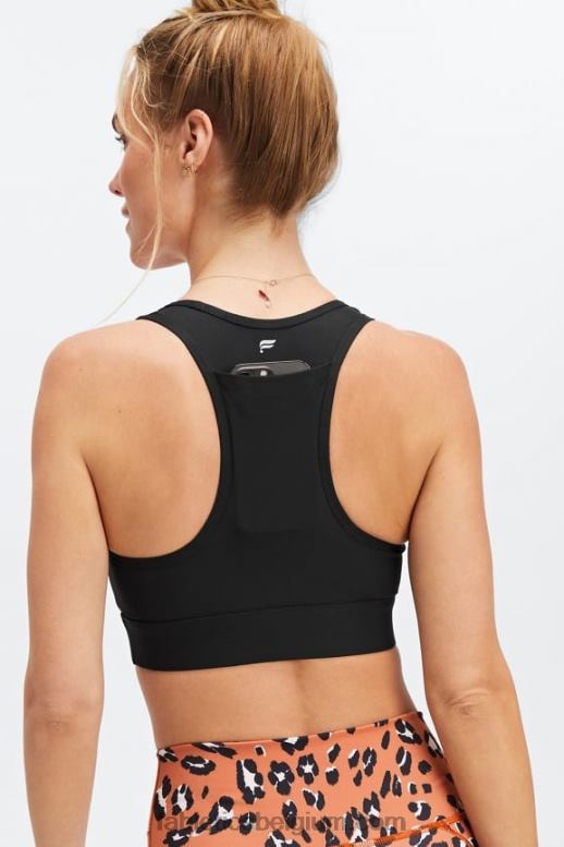 zwart vrouwen medium impact sportbeha voor onderweg 113 Fabletics LH20J1745