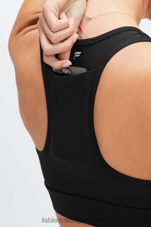 zwart vrouwen medium impact sportbeha voor onderweg 113 Fabletics LH20J1745