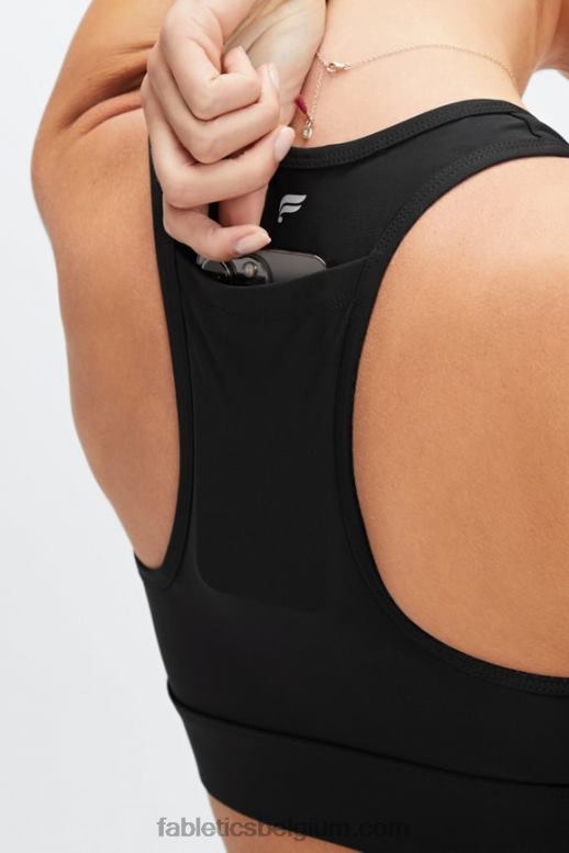 zwart vrouwen medium impact sportbeha voor onderweg 131 Fabletics LH20J1859