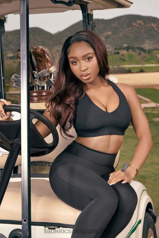 zwart vrouwen midi medium impact sportbeha voor onderweg 127 Fabletics LH20J1823