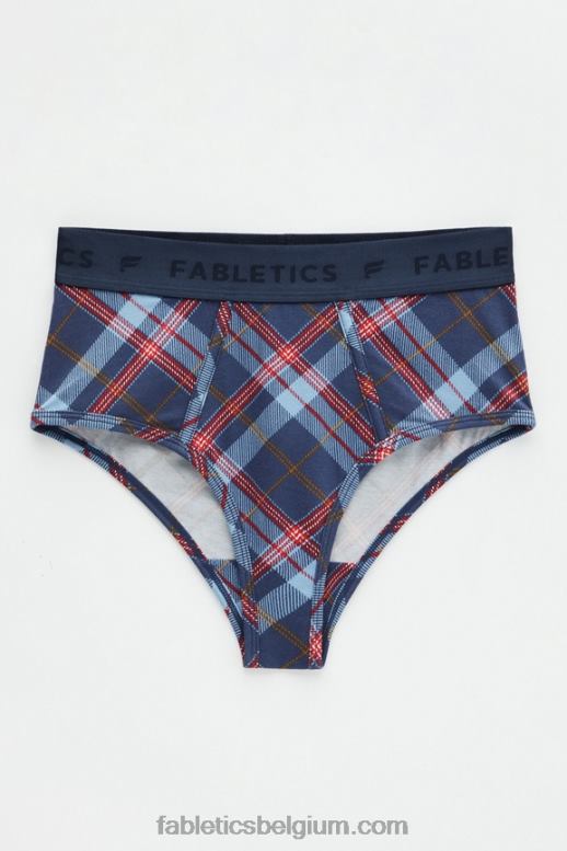klassieke marine tartan vrouwen 24-7 slip met hoge taille Fabletics LH20J2870