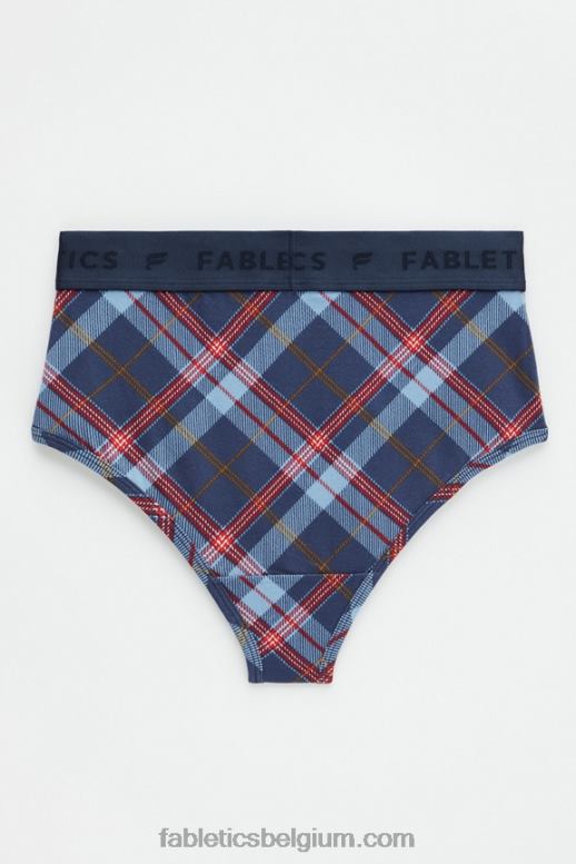 klassieke marine tartan vrouwen 24-7 slip met hoge taille Fabletics LH20J2870