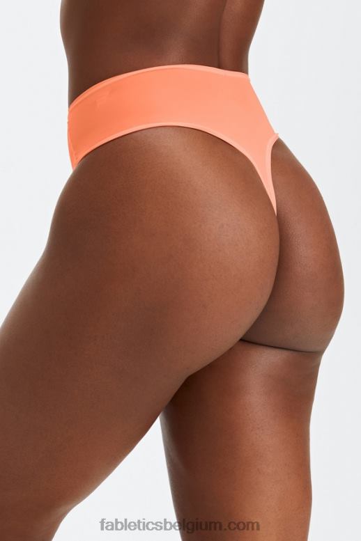 koraal vrouwen fijn aanvoelende string met hoge taille Fabletics LH20J2882