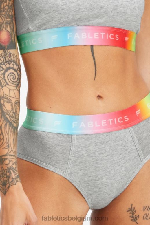 licht grijs gemêleerd vrouwen 24/7 Pride slip met hoge taille Fabletics LH20J2862