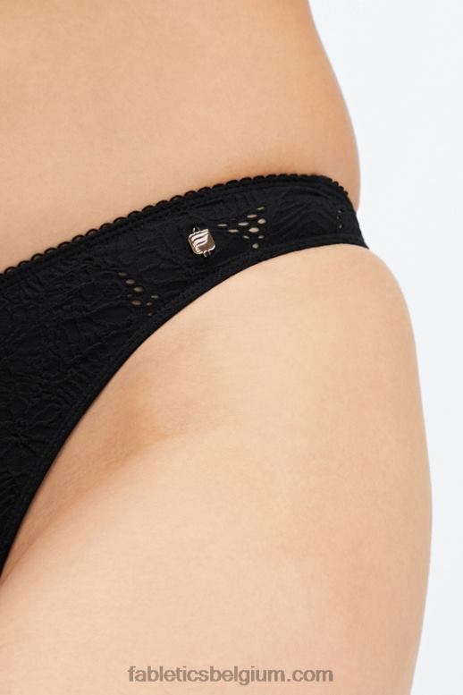 zwart vrouwen naadloze kanten string met hoge taille Fabletics LH20J2893