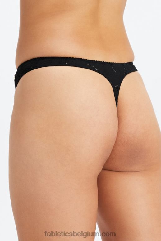 zwart vrouwen naadloze kanten string met hoge taille Fabletics LH20J2893