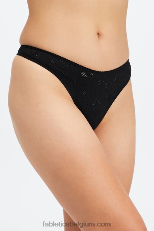 zwart vrouwen naadloze kanten string met hoge taille Fabletics LH20J2893