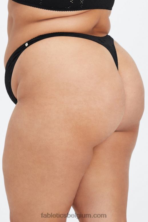 zwart vrouwen naadloze kanten string met hoge taille Fabletics LH20J2894